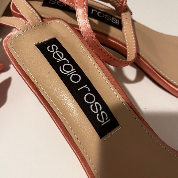 Sergio Rossi SR1 Pink Satin Sandals with Crystal Stones NWT - Picture 9 of 12